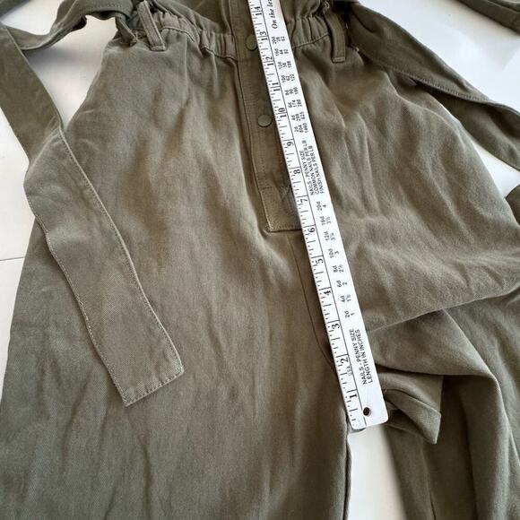 Mod Ref Jumpsuit Short Sleeve Olive Green‎ Tie Waist Snap Front Size S - Picture 11 of 13